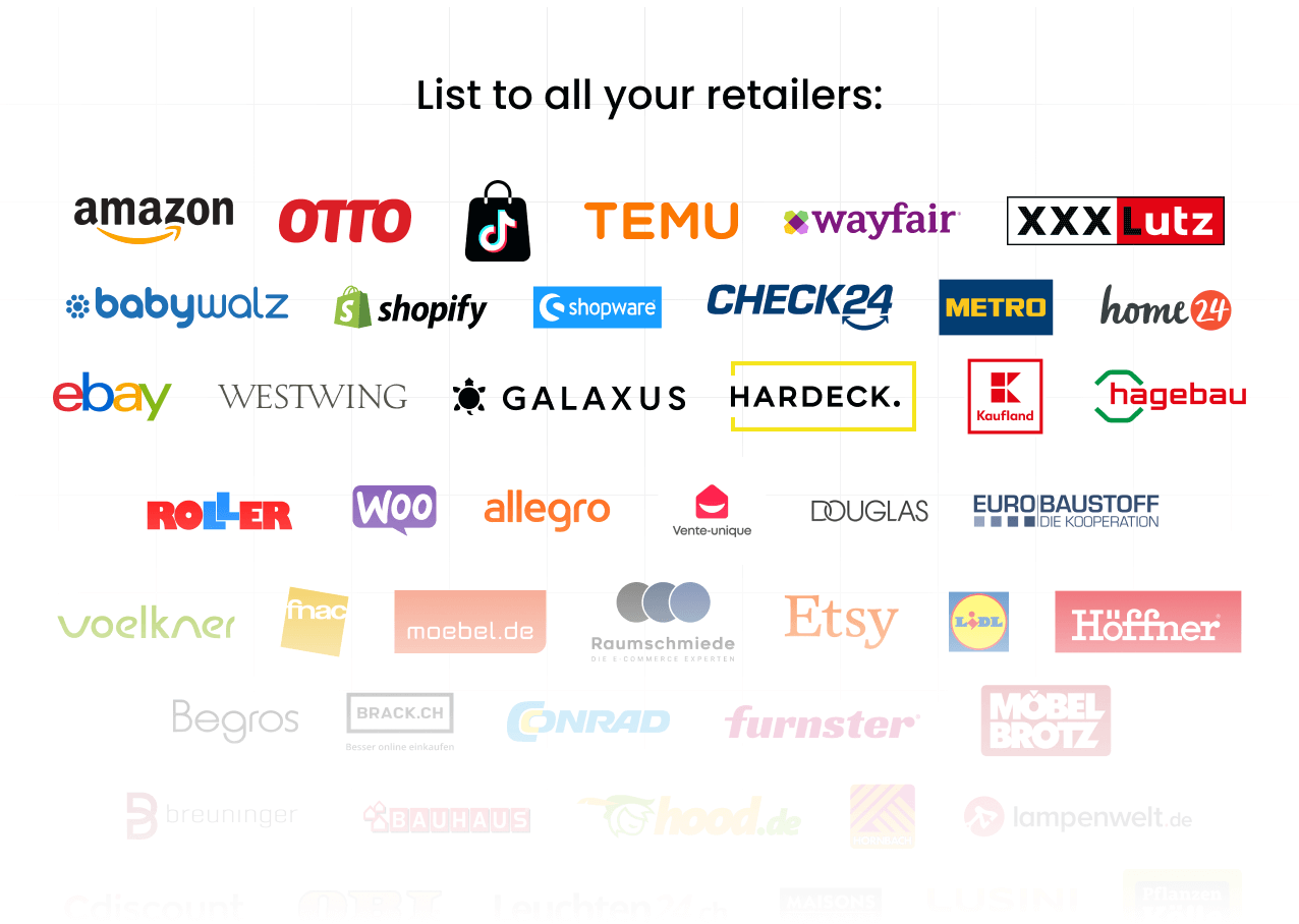 List of retailers shopvibes customers can list to to allow selling anywhere they want