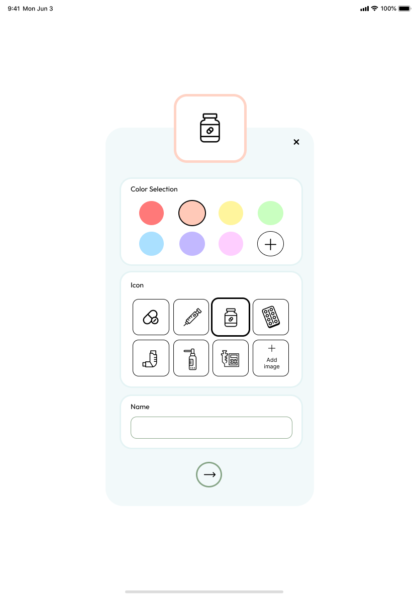 tablet medication customize page