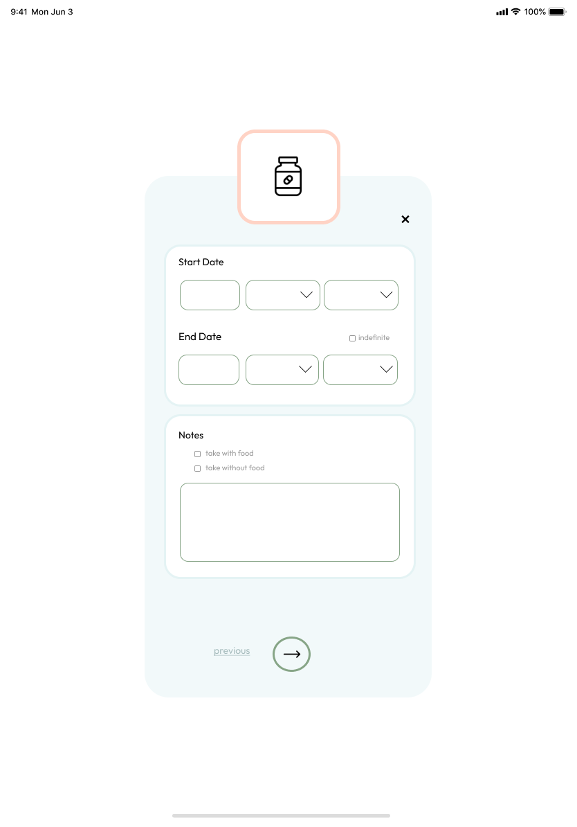 tablet medication customize page