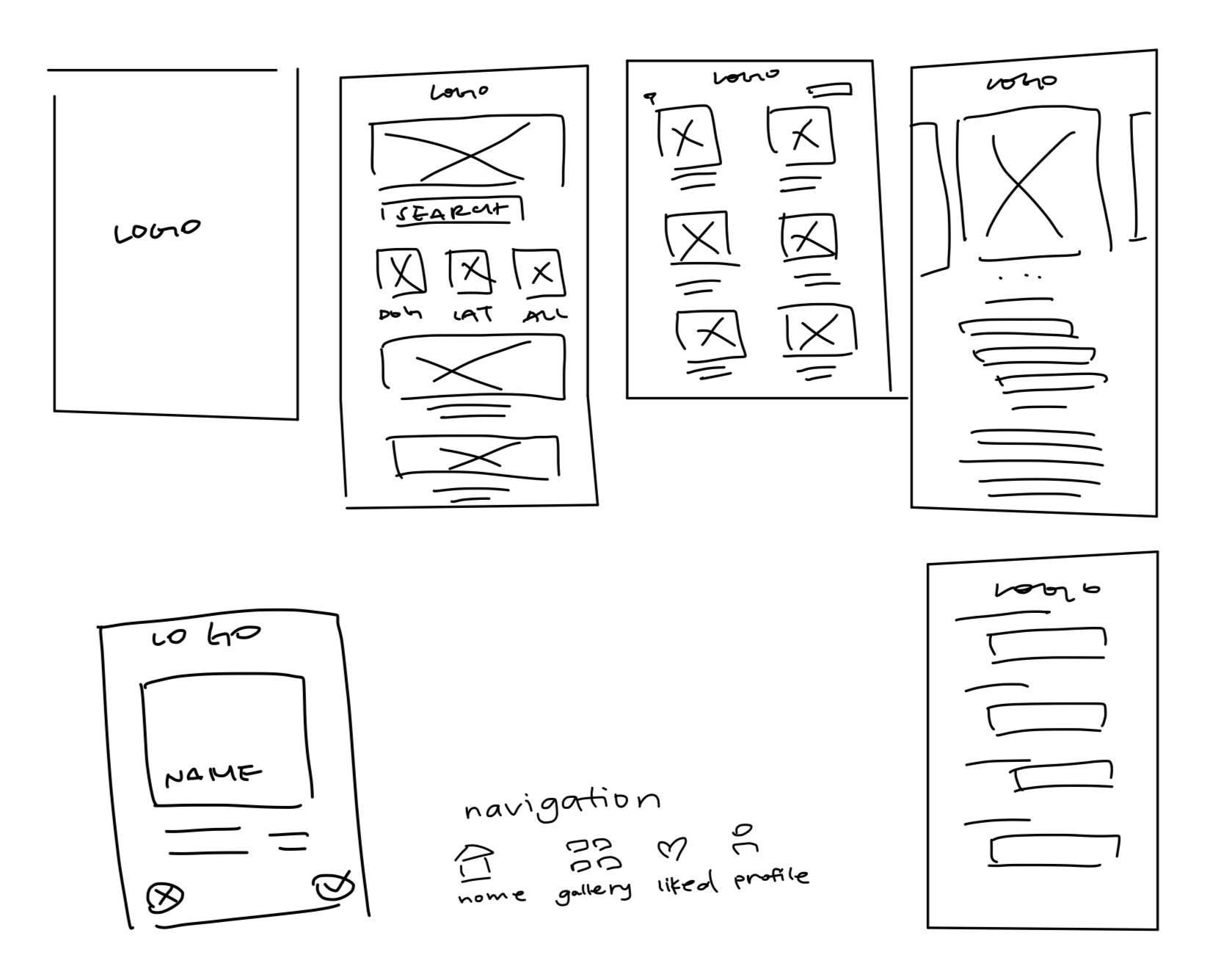 sketched wireframes mobile