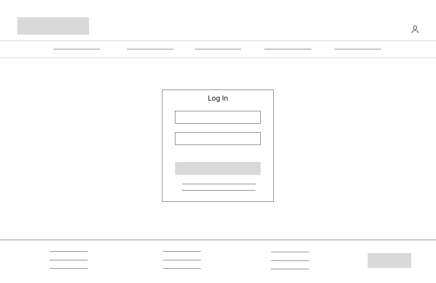 login page desktop digital wireframe