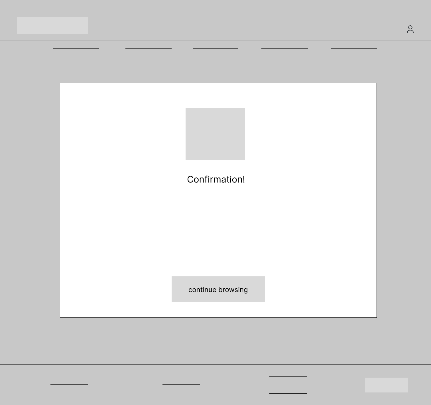 confirmation page desktop digital wireframe