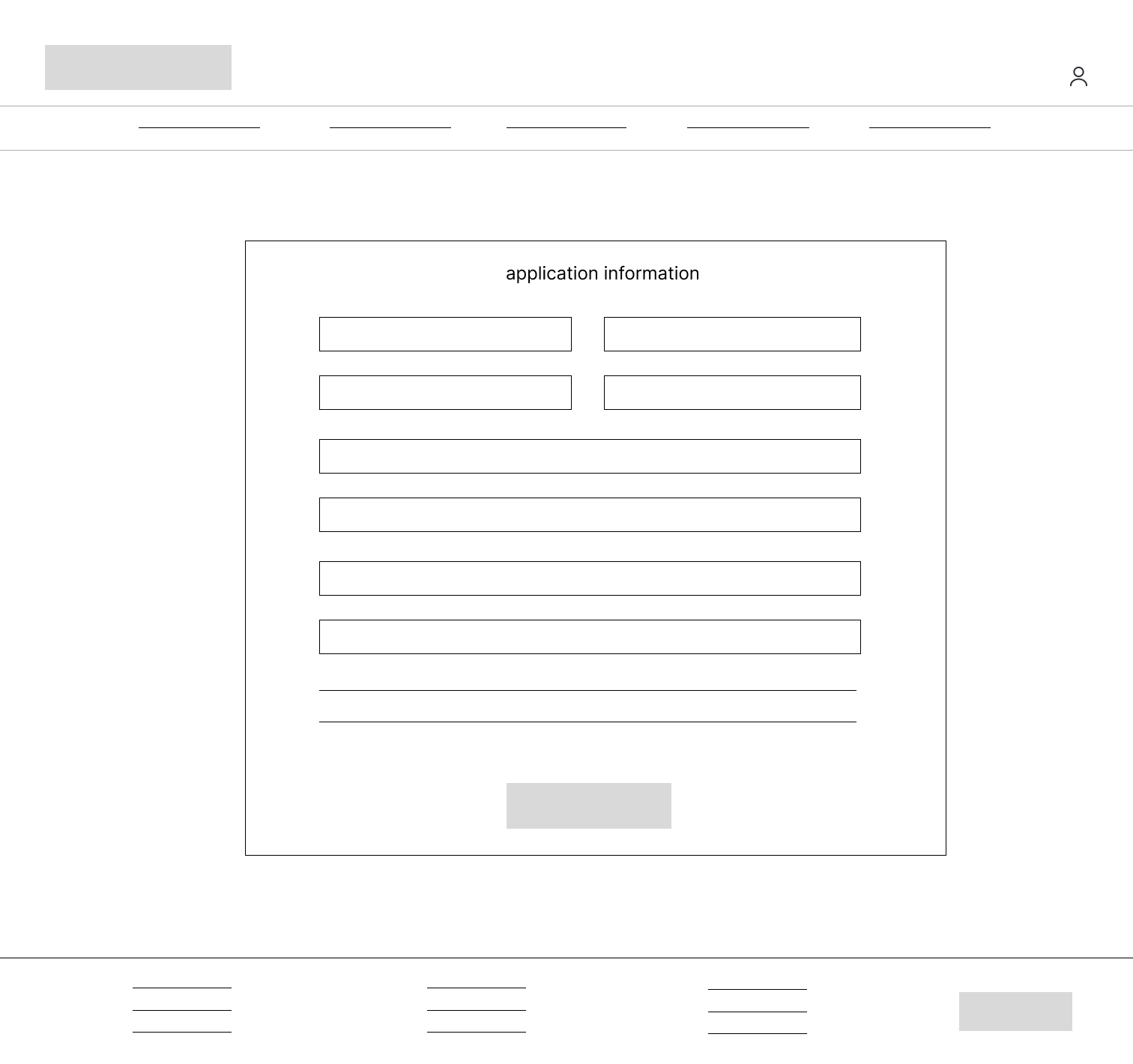 application page desktop digital wireframe