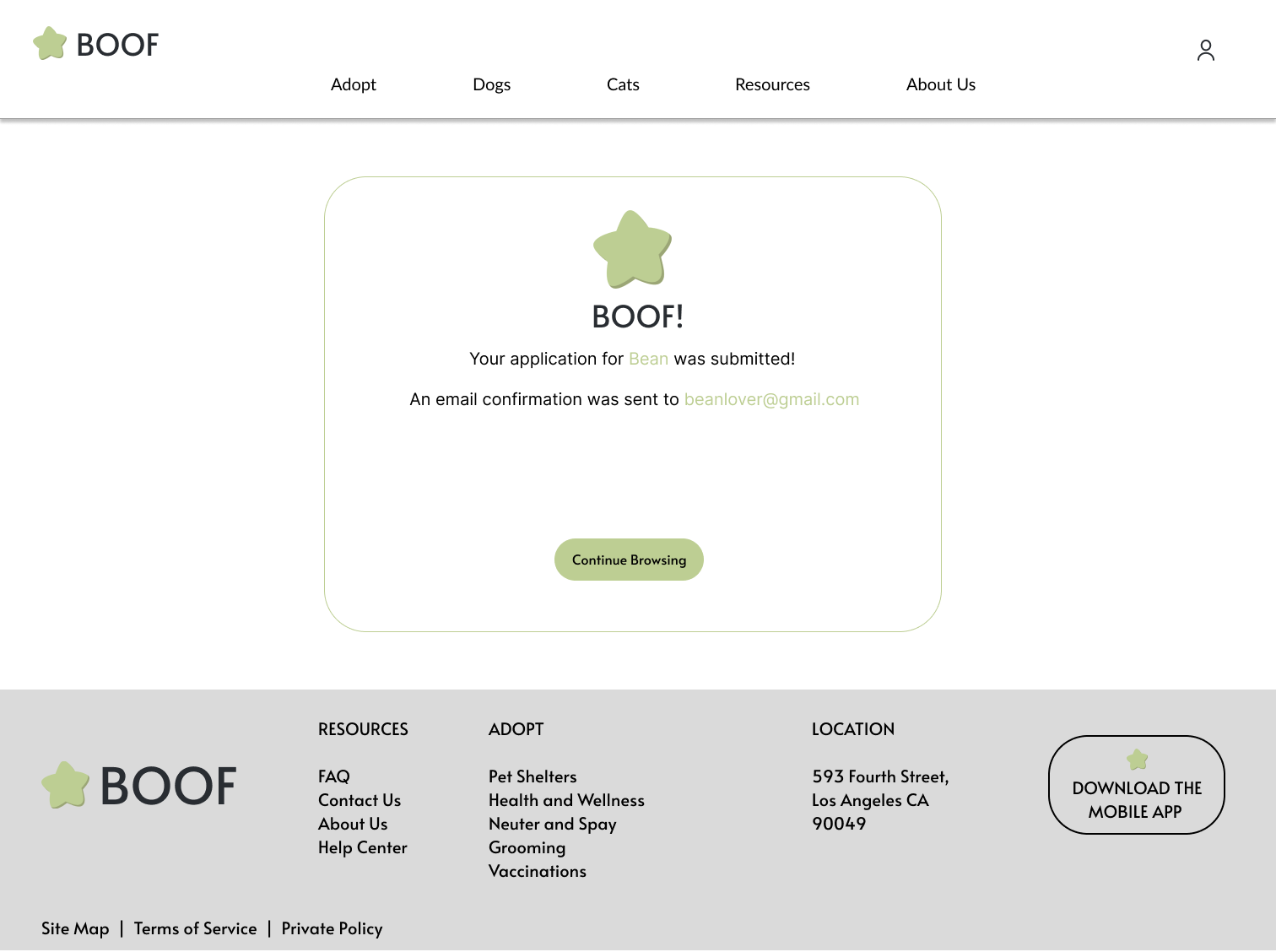 confirmation page desktop mockup