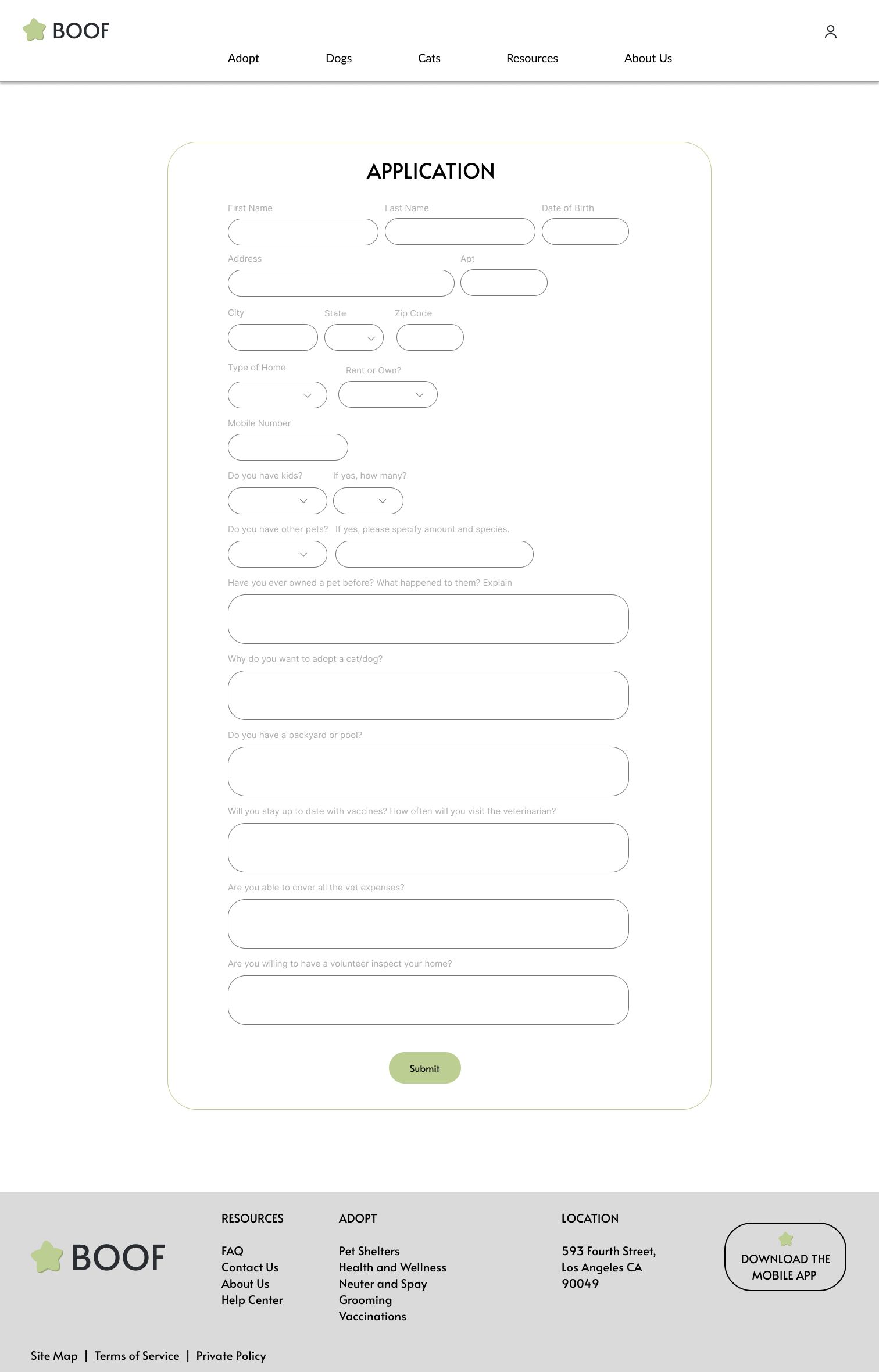 application page desktop mockup