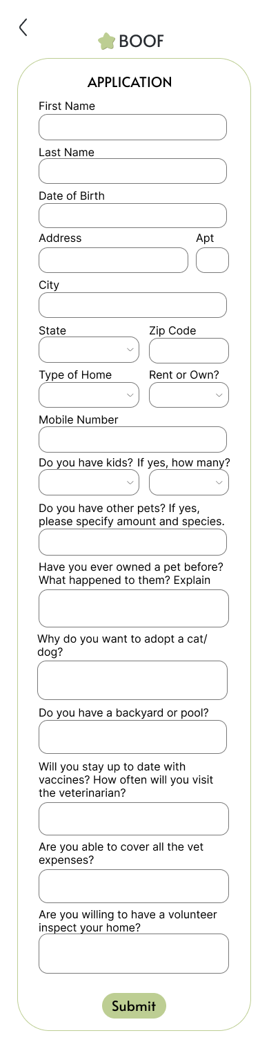 application page mobile final design