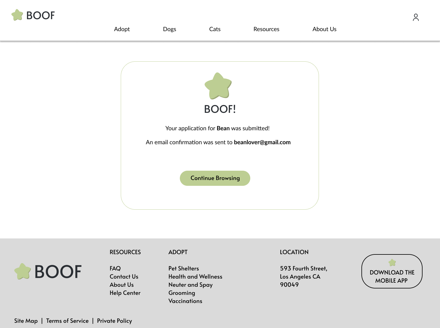 confirmation page desktop final design