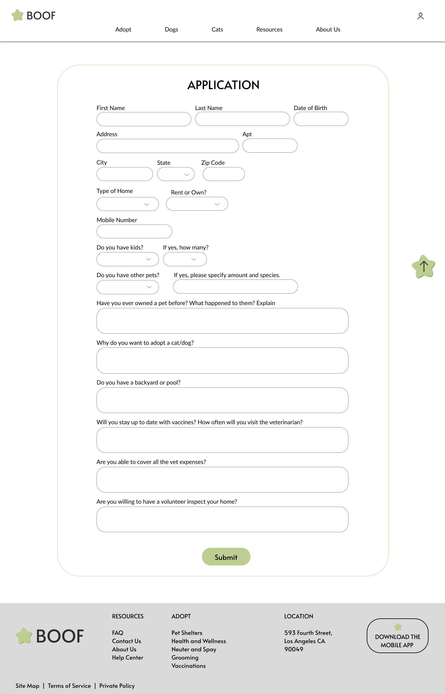 application page desktop final design