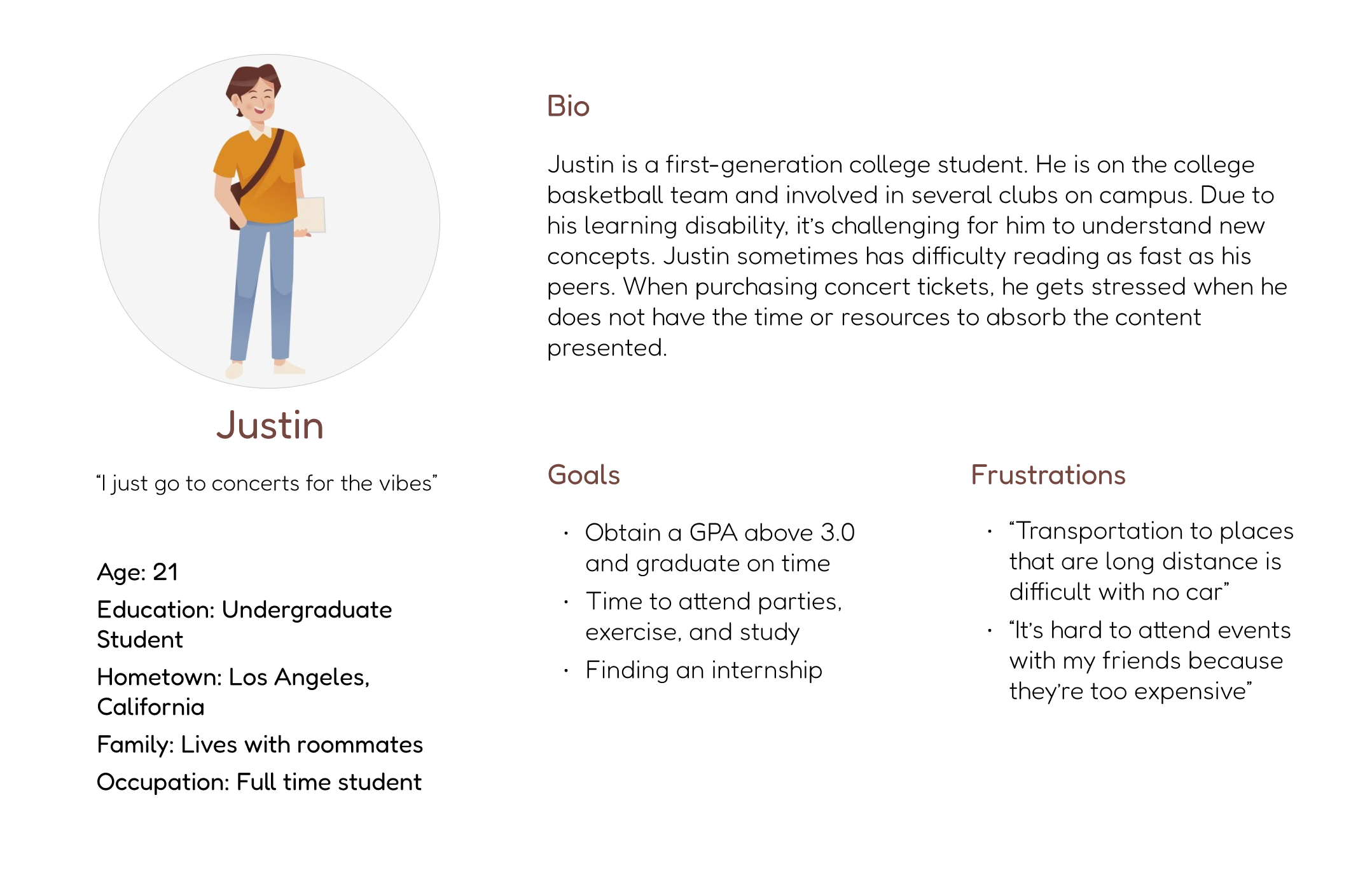 user persona for justin