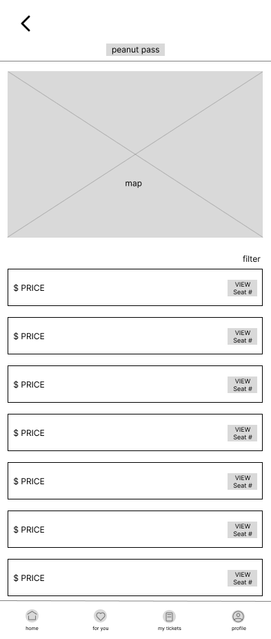 seating selection page mobile digital wireframe