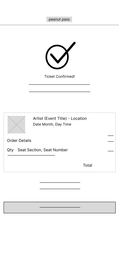 confirmation page mobile digital wireframe