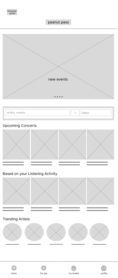 homepage mobile digital wireframe