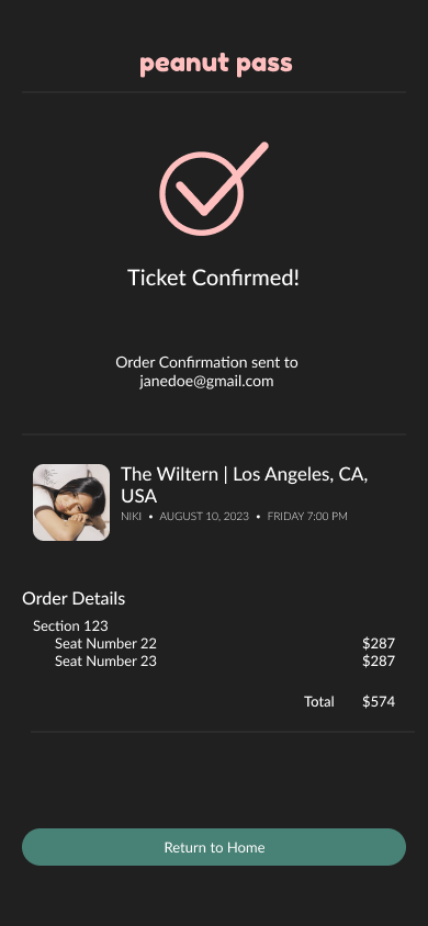 confirmation page mobile mockup
