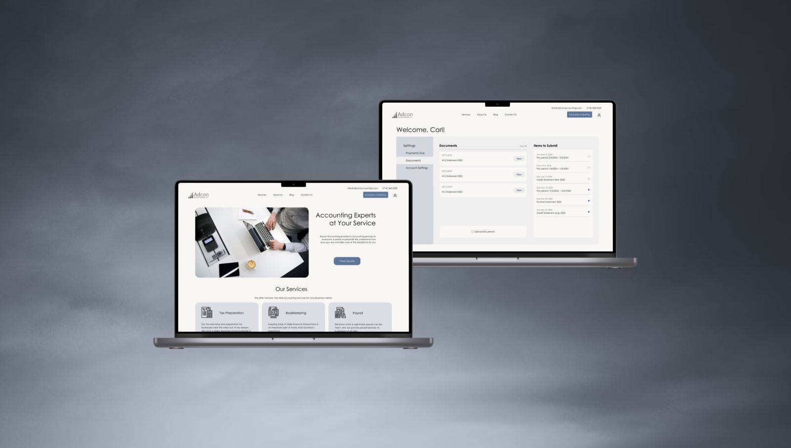 adcon website mockup