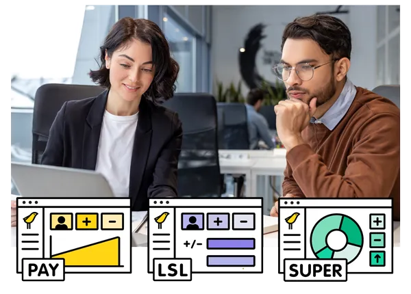 Man and woman at laptop