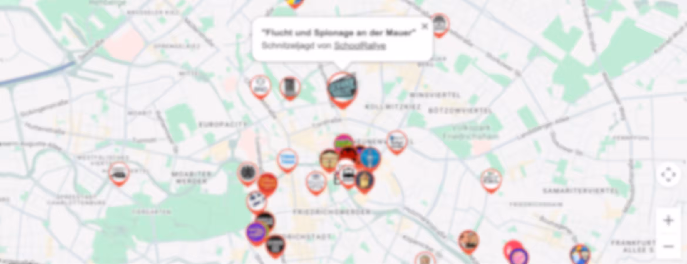 Karte mit allen Klassenfahrt-Aktivitäten in Berlin