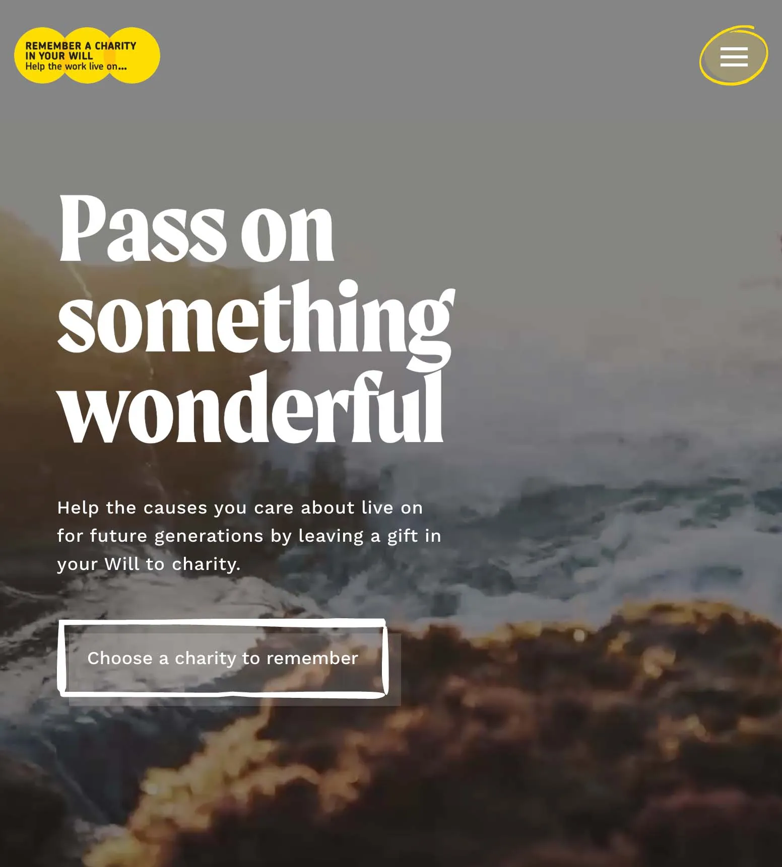 Remember a Charity webpage