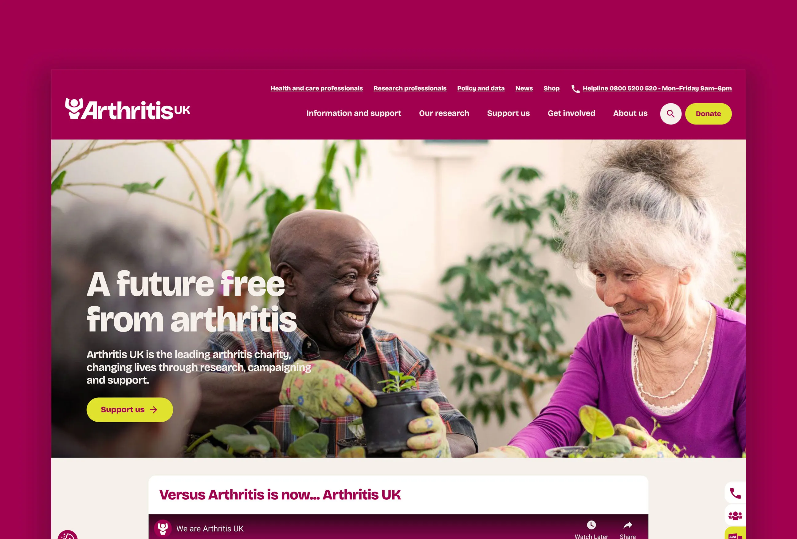 Arthritis UK website homepage