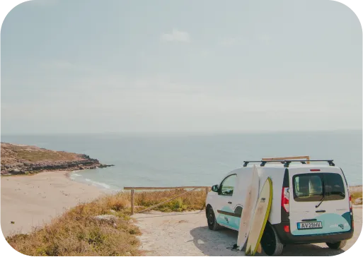 van at cliff