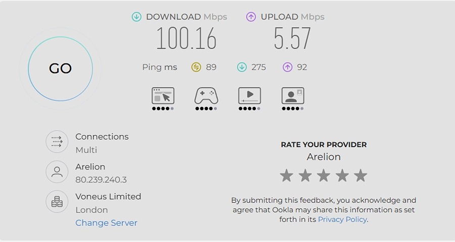 4S eSIM hotspot on laptop speedtest result