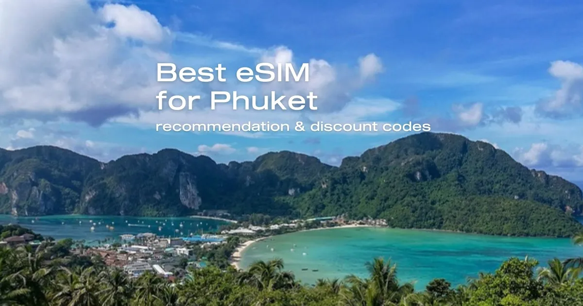 Best eSIM for Phuket cover showing turquoise bays and palm trees from the Phi Phi viewpoint