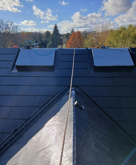 Tesla Solar Roof Fully Installed with Two Skylights