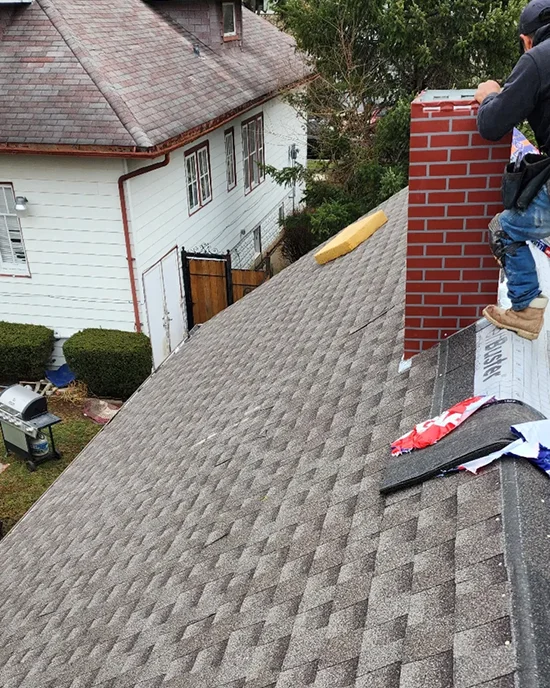 Shingle and Flat Roof Replacement with Chimney Repairs - Finishing Project in Elmwood Park