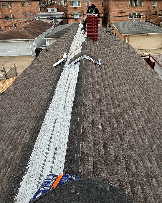 Shingle and Flat Roof Replacement with Chimney Repairs Project Final Phase in Elmwood Park