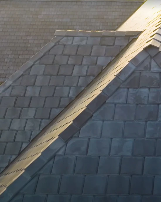 Close-Up of Finished Brava Slate Roof