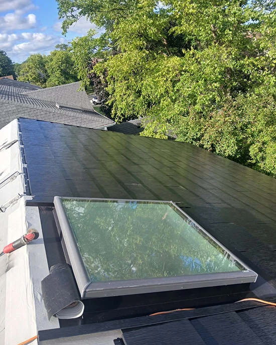 Tesla Solar Roof with Skylight in Phoenix, IL