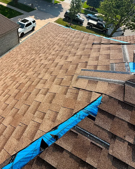 Shingle roof replacement in Downers Grove in progress