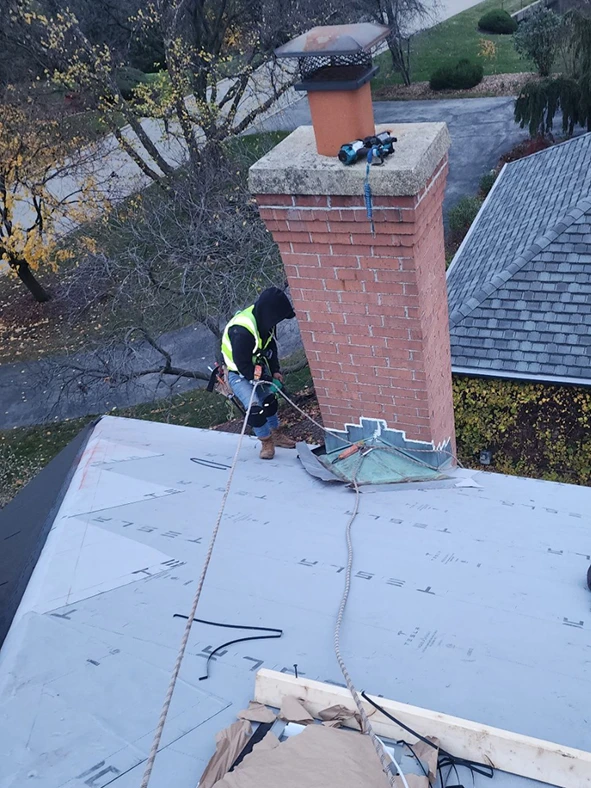 Tesla Solar Roof Project in Progress in Elwood Park