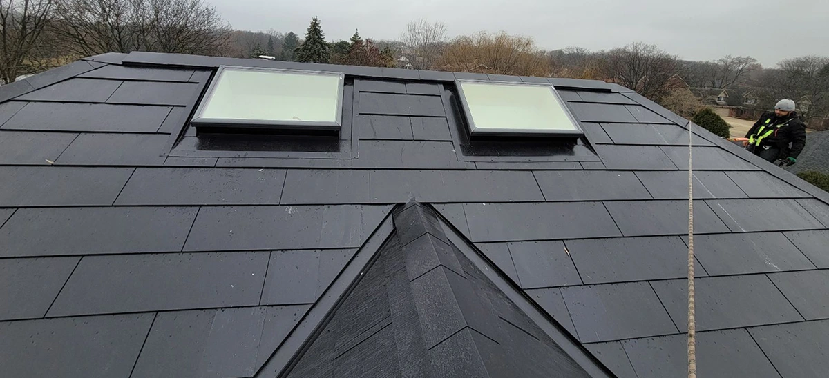 Tesla Solar Roof and Skylight Finished Installation in South Elgin