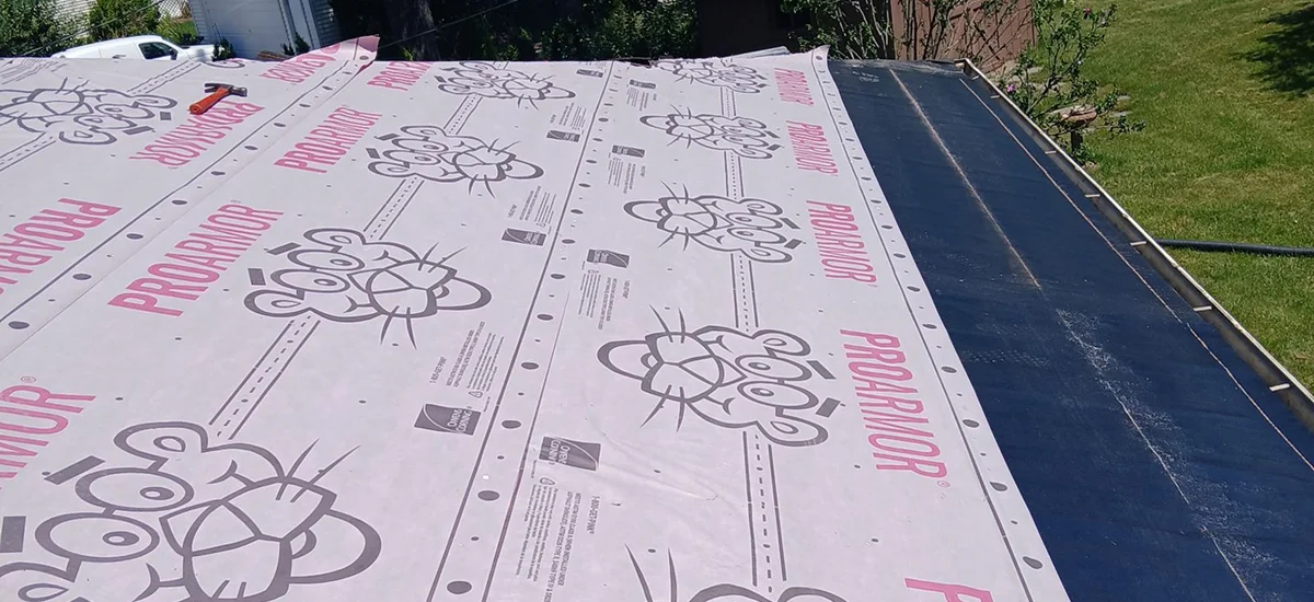 Roof Deck Covered with Owens Corning ProArmor Synthetic Underlayment