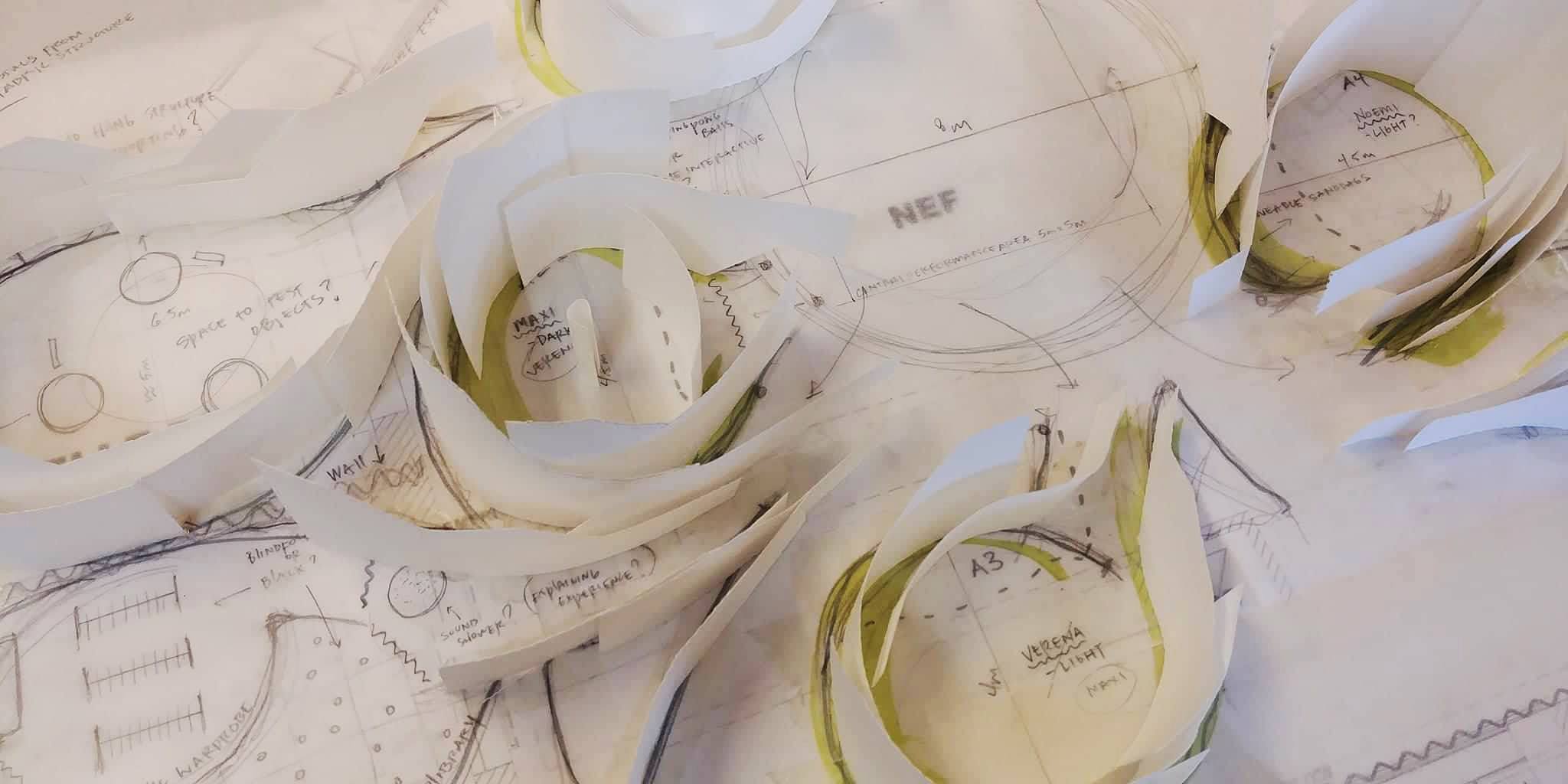 A concept model for an exhibition design for the Beyond Seeing Exhibition in Paris.