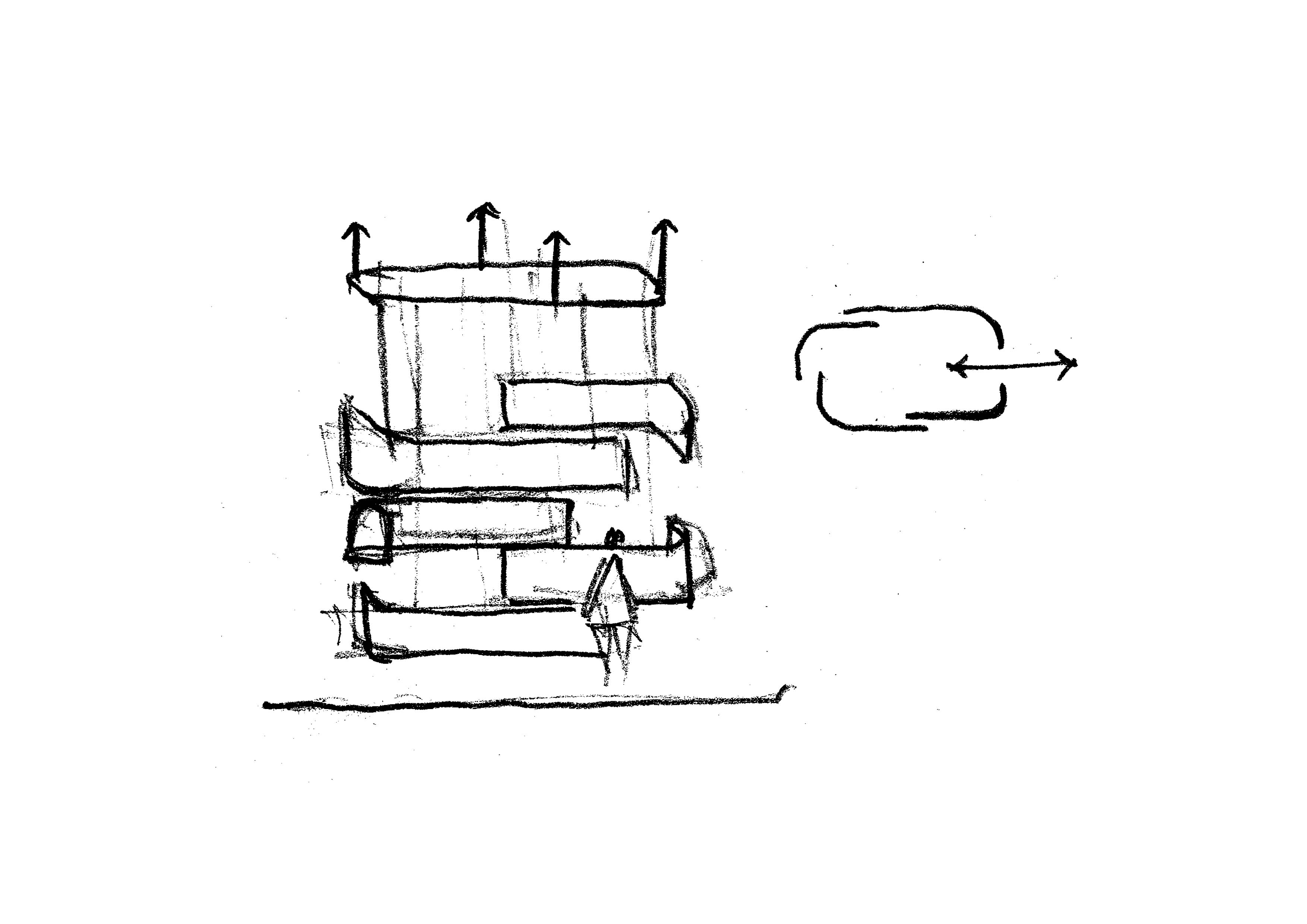 A concept sketch for an exhibition design for the Beyond Seeing Exhibition in Paris.