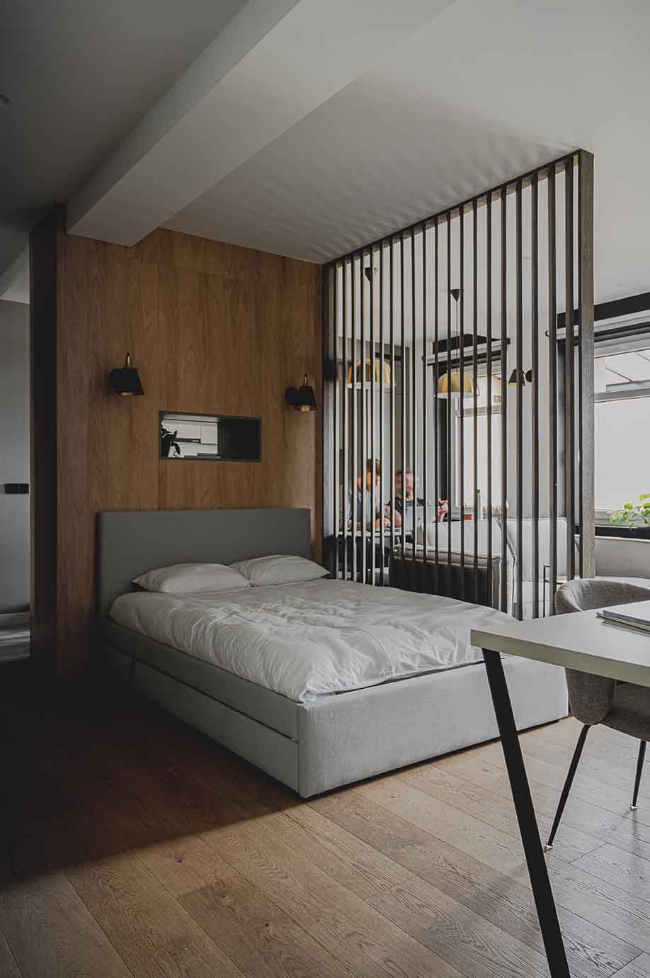 The connection between sleeping and living in the micro apartments of Naumburger 34 in Leipzig