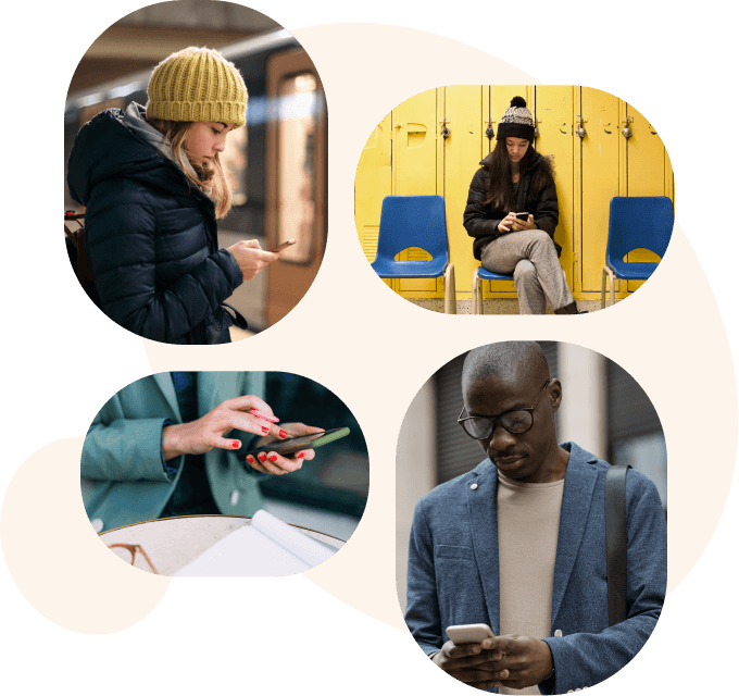 People using their phones in everyday settings to access unlimited text-based mental health support