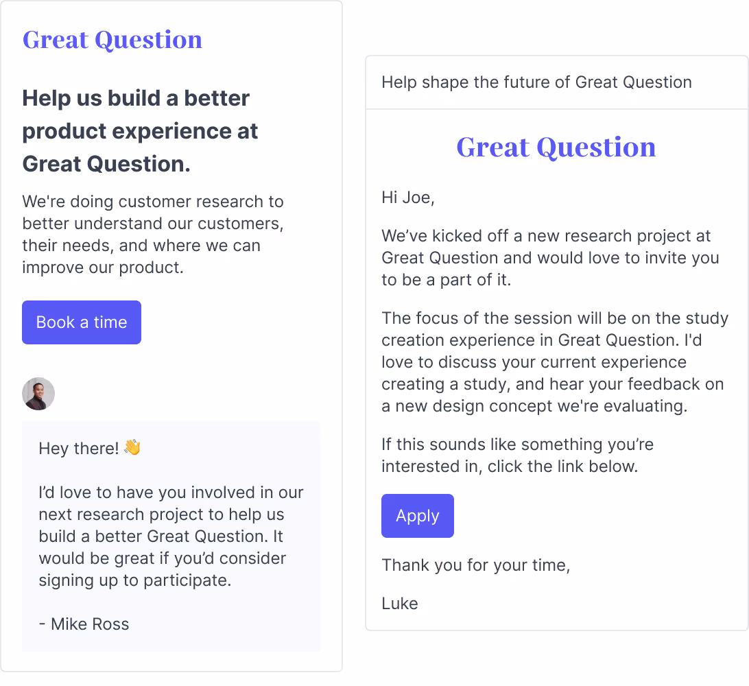 Personalize research recruitment with branded emails and landing pages