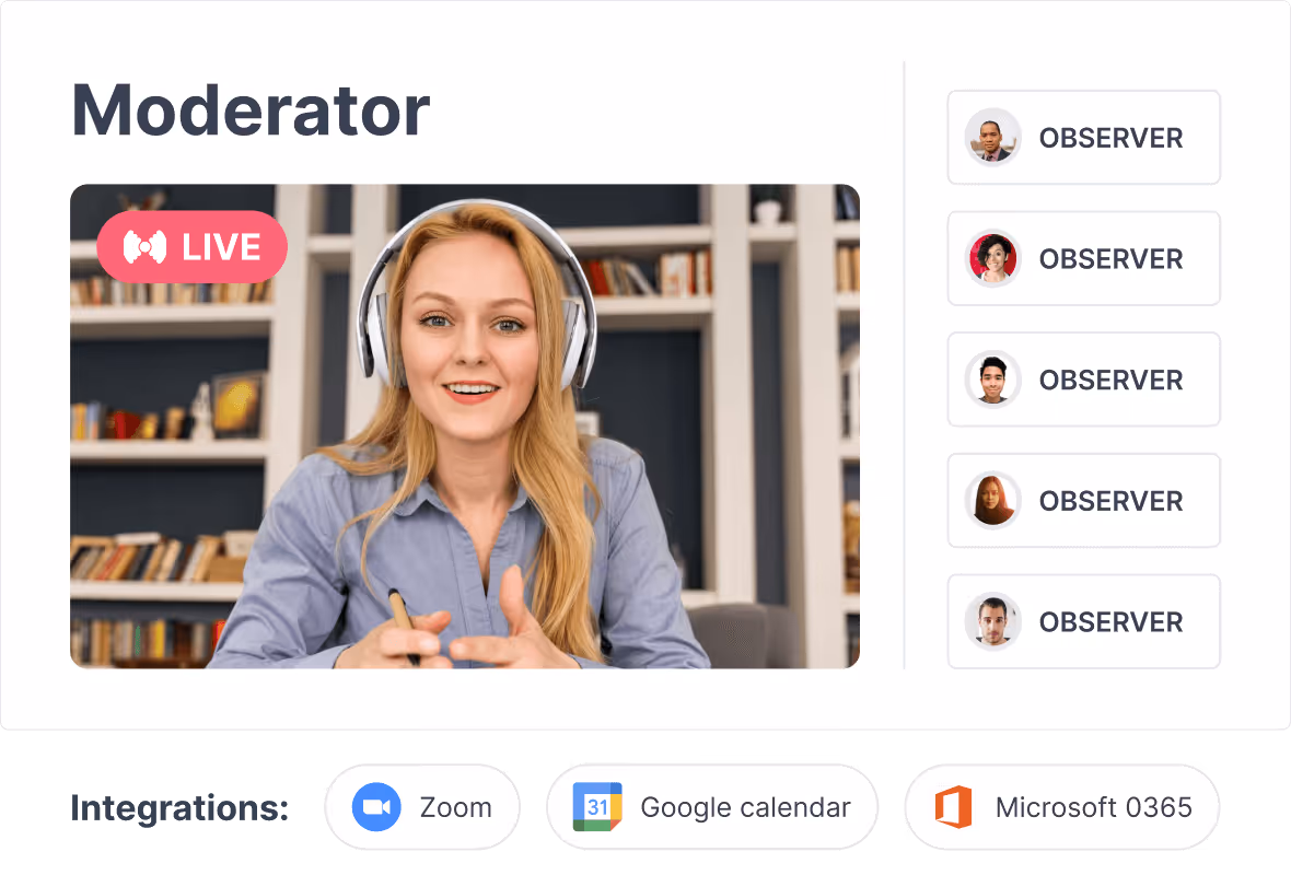 Invite your team to watch user interviews with observer rooms