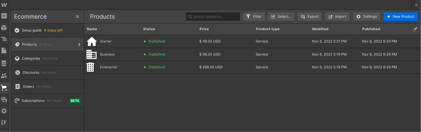 eCommerce Collection - Dataplus X Webflow Template