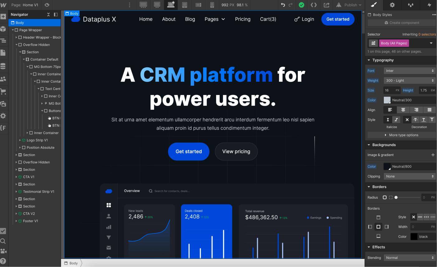 Typography - Dataplus X Webflow Template