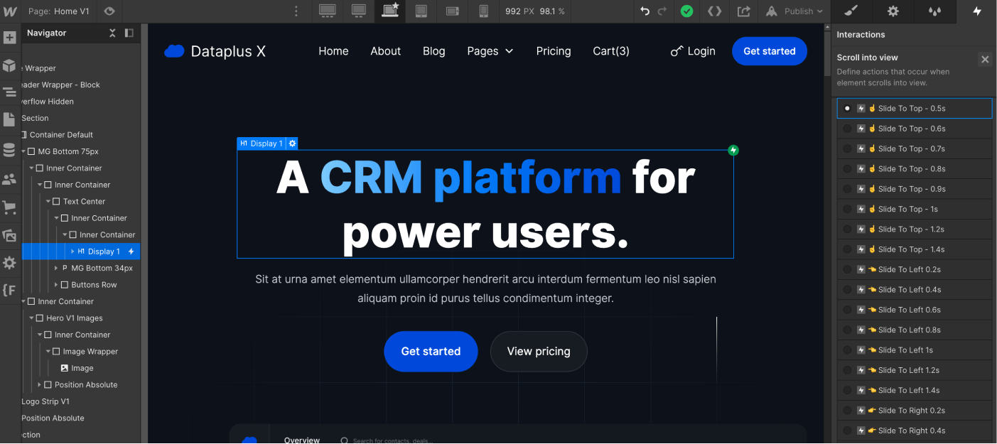 Animations - Dataplus X Webflow Template