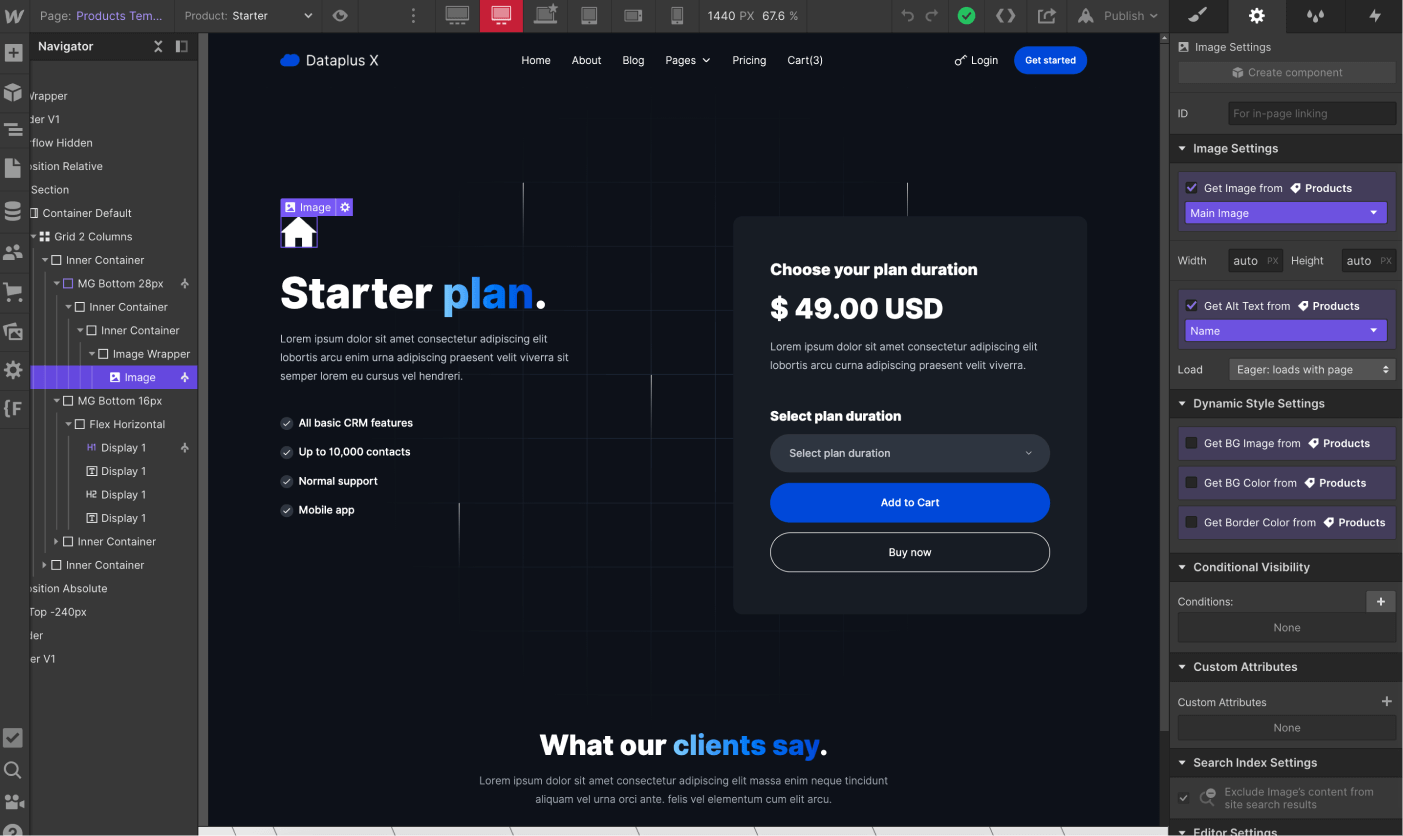 eCommerce Page - Dataplus X Webflow Template