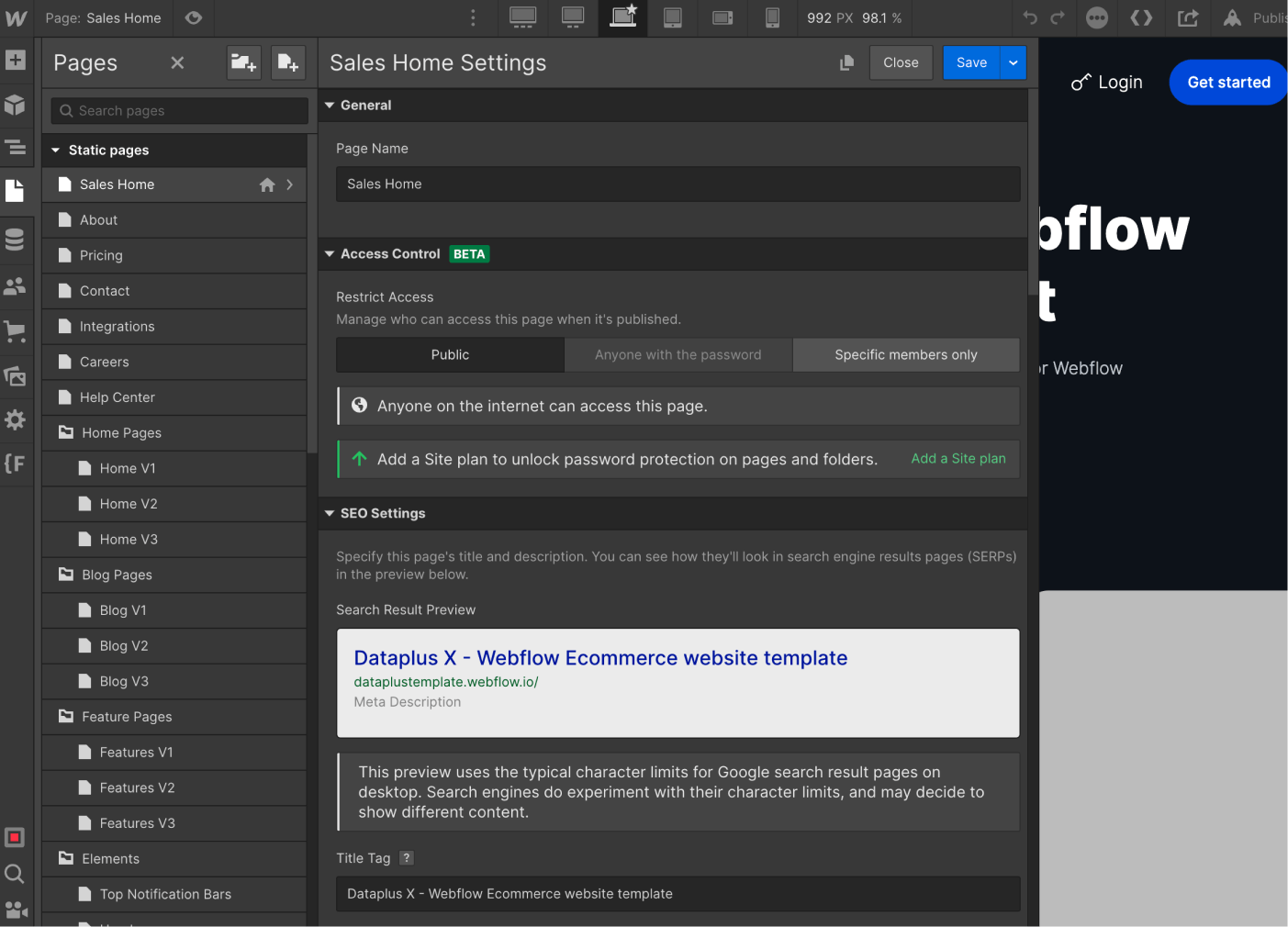 SEO - Dataplus X Webflow Template