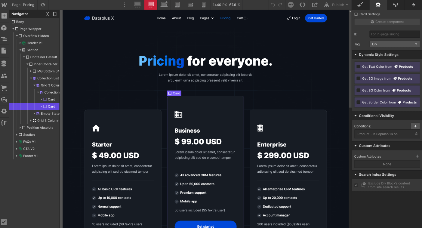 eCommerce Content - Dataplus X Webflow Template