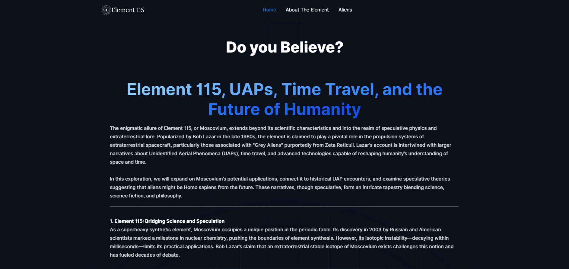Element 115, UAPs, Time Travel, and the Future of Humanity