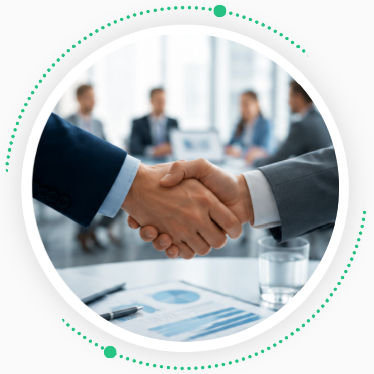 Handshake in a business setting.