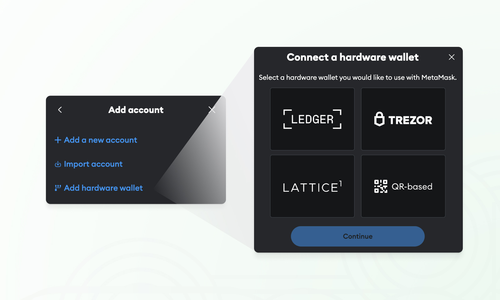 Connect a hardware wallet to metamask