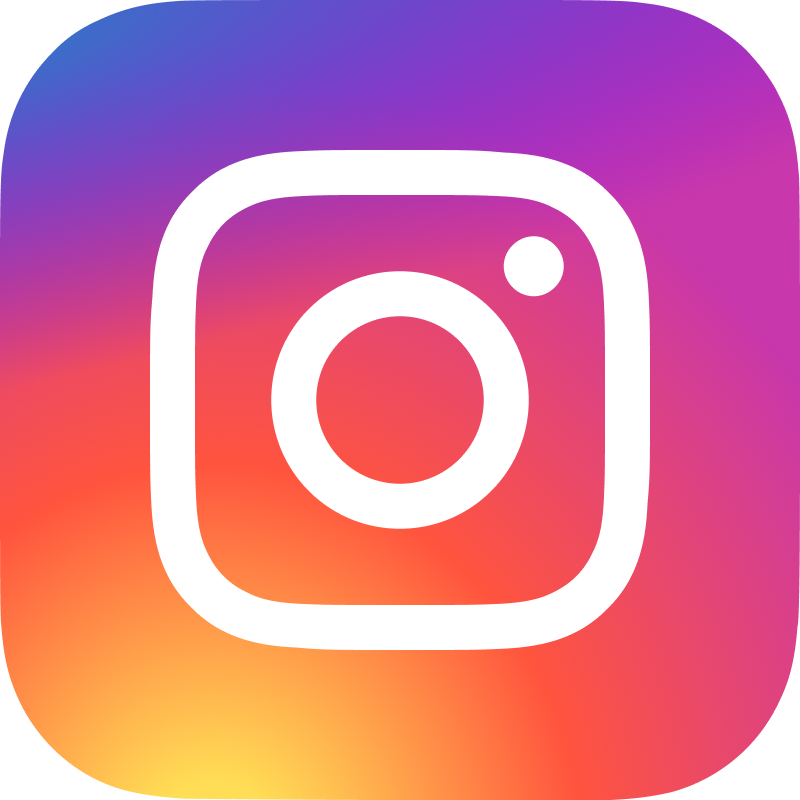 Instagram app icon with white camera outline on a gradient background of purple, pink, orange, and yellow.